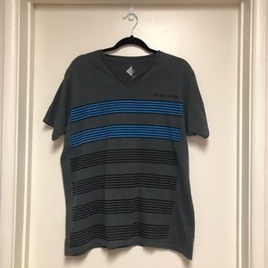 Volcom Mens V-Neck T-Shirt Size Large Grey/Blue